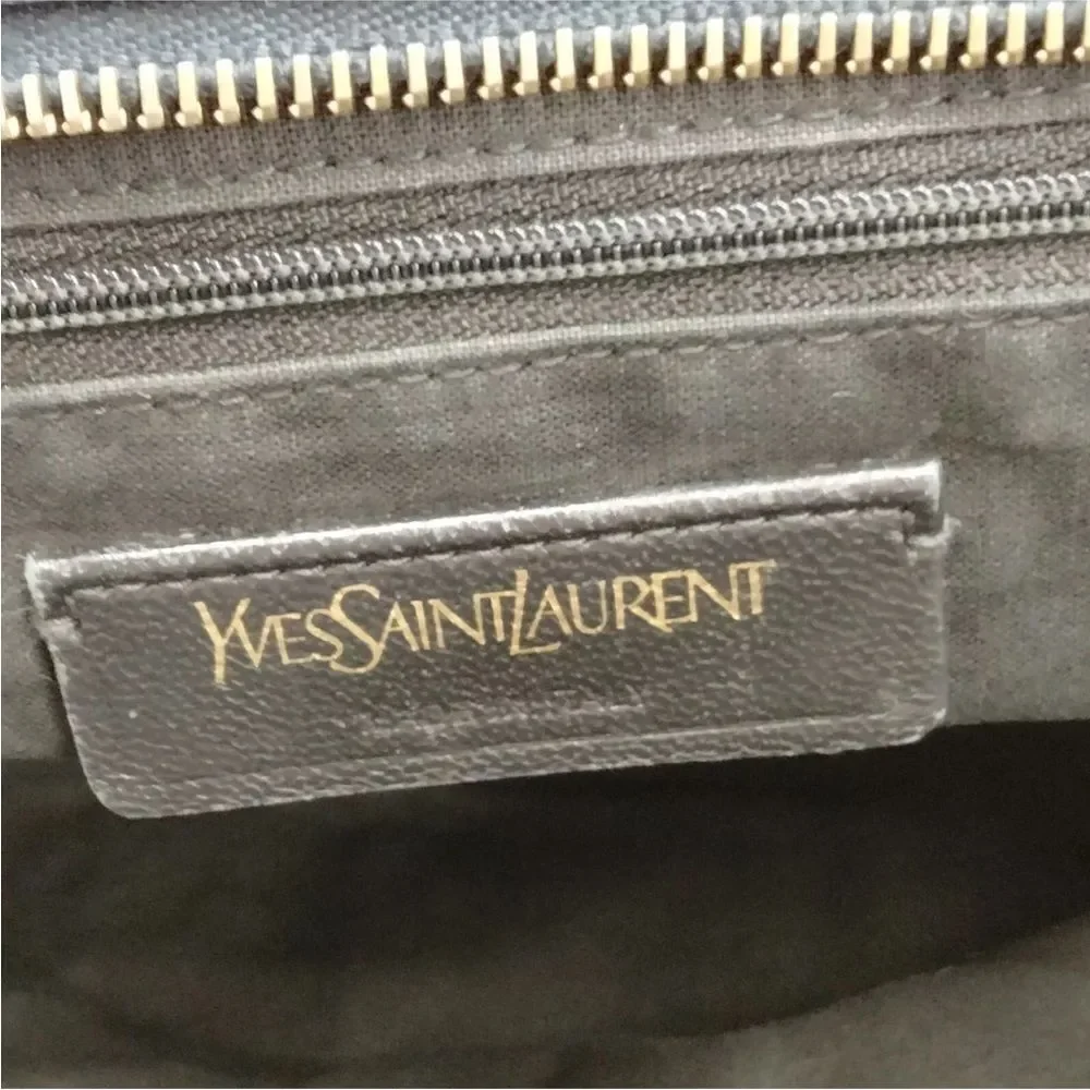 SAINT LAURENT Black Leather Small Classic YSL Ligne Y Paris Chyc Cabas Tote 2way